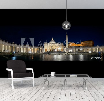 Picture of St Peters Basilica at night panorama